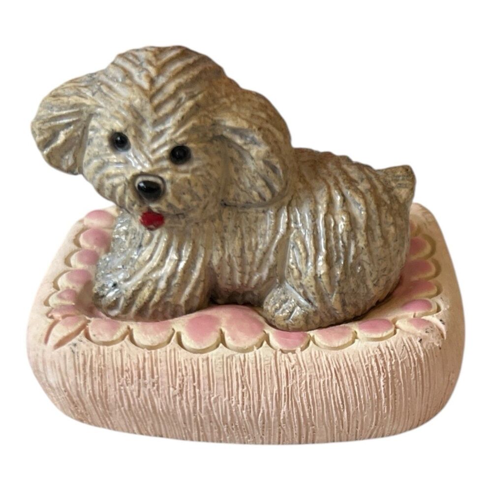 Artesania Rinconada Shaggy Dog Figurine Handcrafted Ceramic Uruguay Signed 2"
